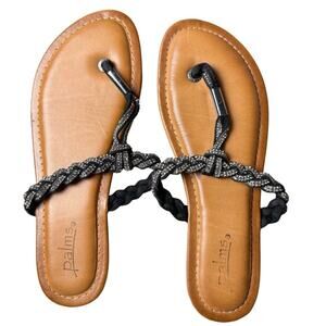 Palms Flip Flop Sandals Thong Black With Rhinestone Size 9M